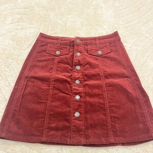 Mossimo Supply Co. Button-Front A-Line Corduroy Skirt - Rust/Auburn Size 2